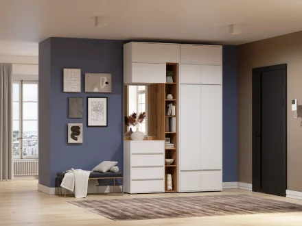 Шкаф двустворчатый Прага, Белый 