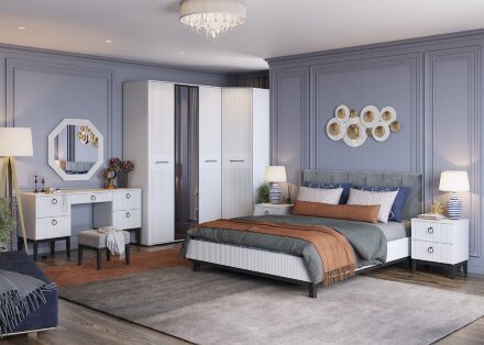 Шкаф 2-х дверный для платья и белья с зеркало Шарлиз 